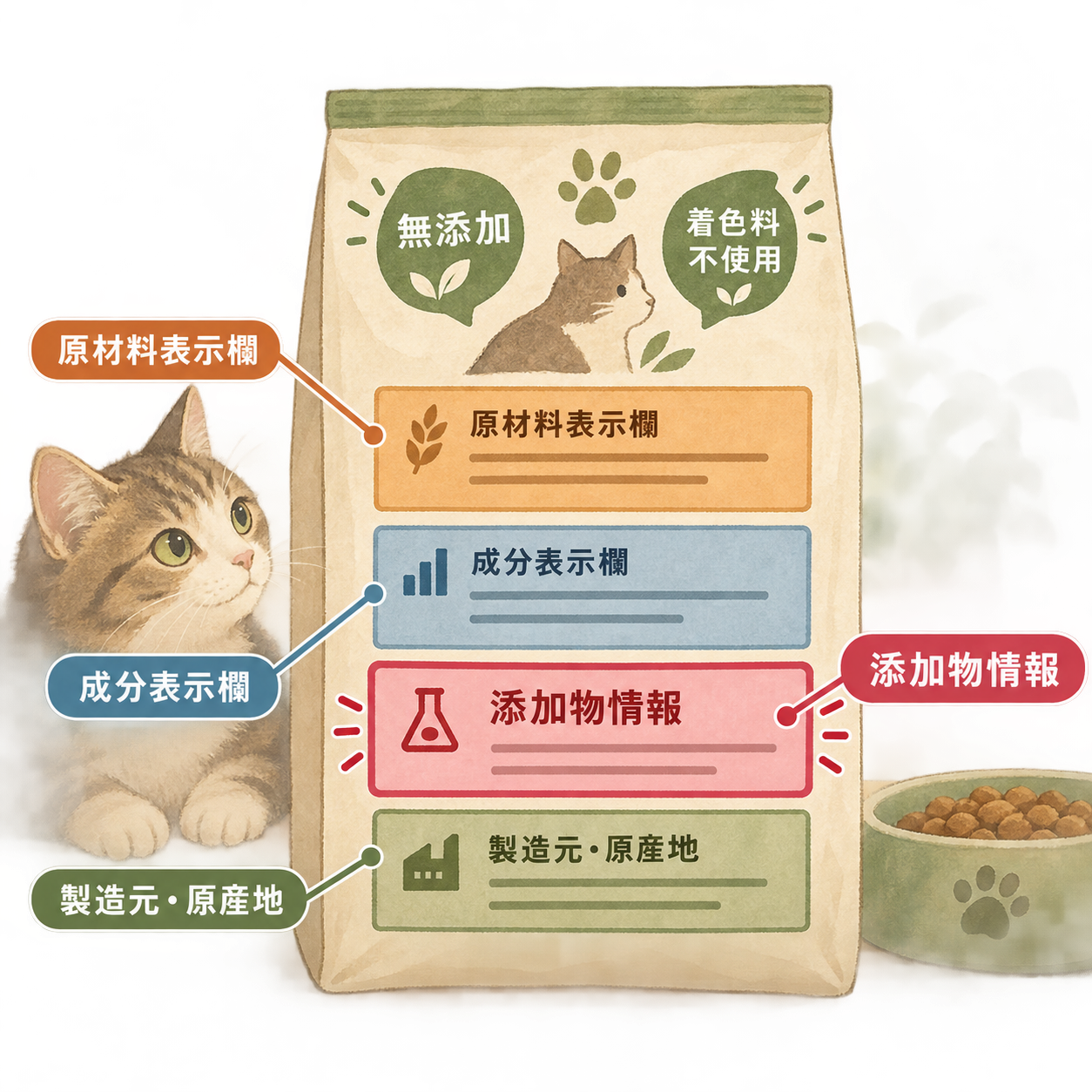 ペットフードパッケージの表示位置ガイド:原材料表示、成分表示、添加物情報の確認ポイント