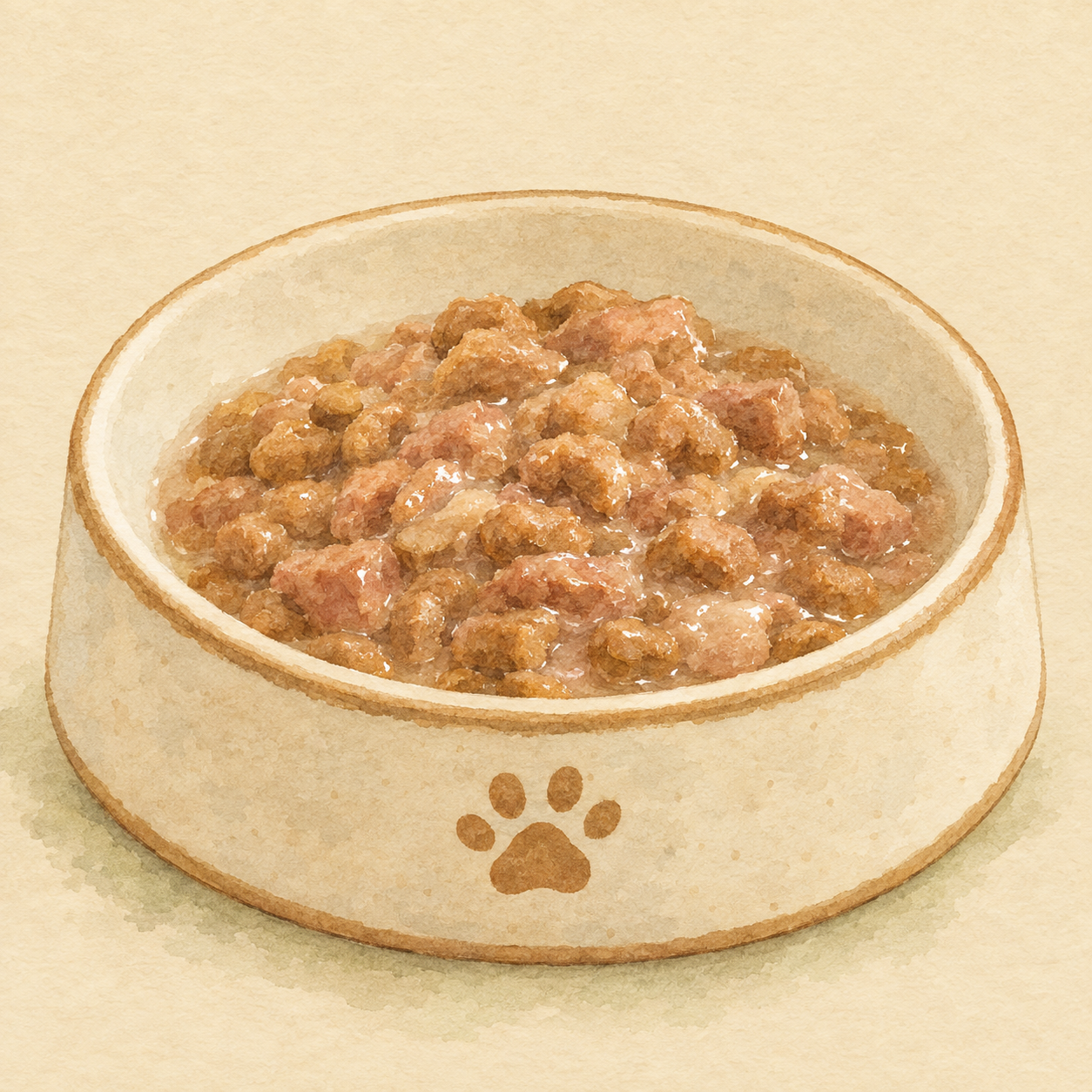 水分を含んで柔らかくふやかされた子猫用のドライフード