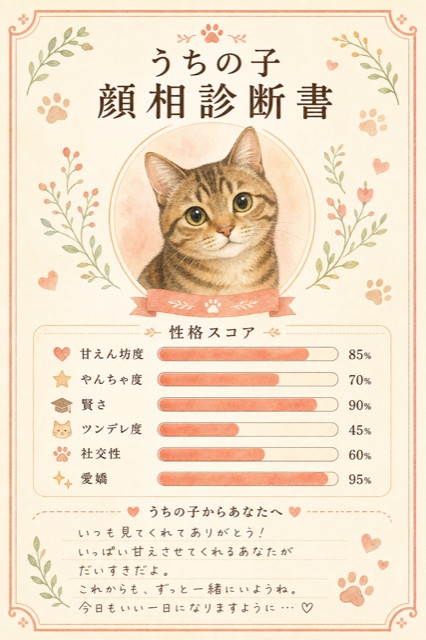 うちの子顔相診断書のサンプル