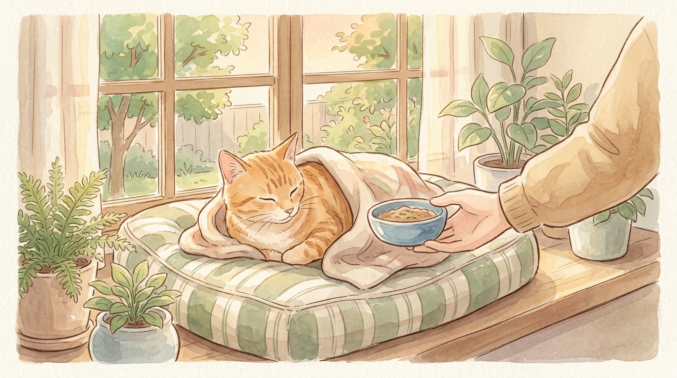 猫エイズ（FIV）発症後の余命と過ごし方2026年版｜症状・進行ステージと緩和ケアの全知識 - 家庭でできる緩和ケア5つの柱
