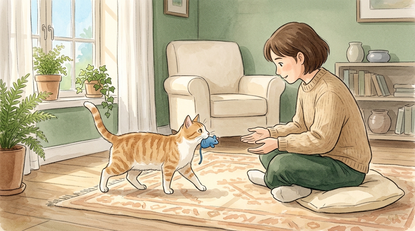 猫がおもちゃを持ってくるのはなぜ?行動の意味と対応 - 猫にフェッチを教えたい飼い主向け|持ってくる行動を習慣化させる3ステップ