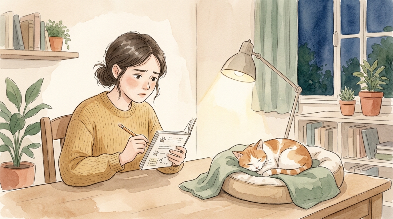 猫の夜泣きの原因と対策2026年版|夜中に鳴きやまない理由と年齢別の解消法 - 動物病院に相談すべき7つのサイン