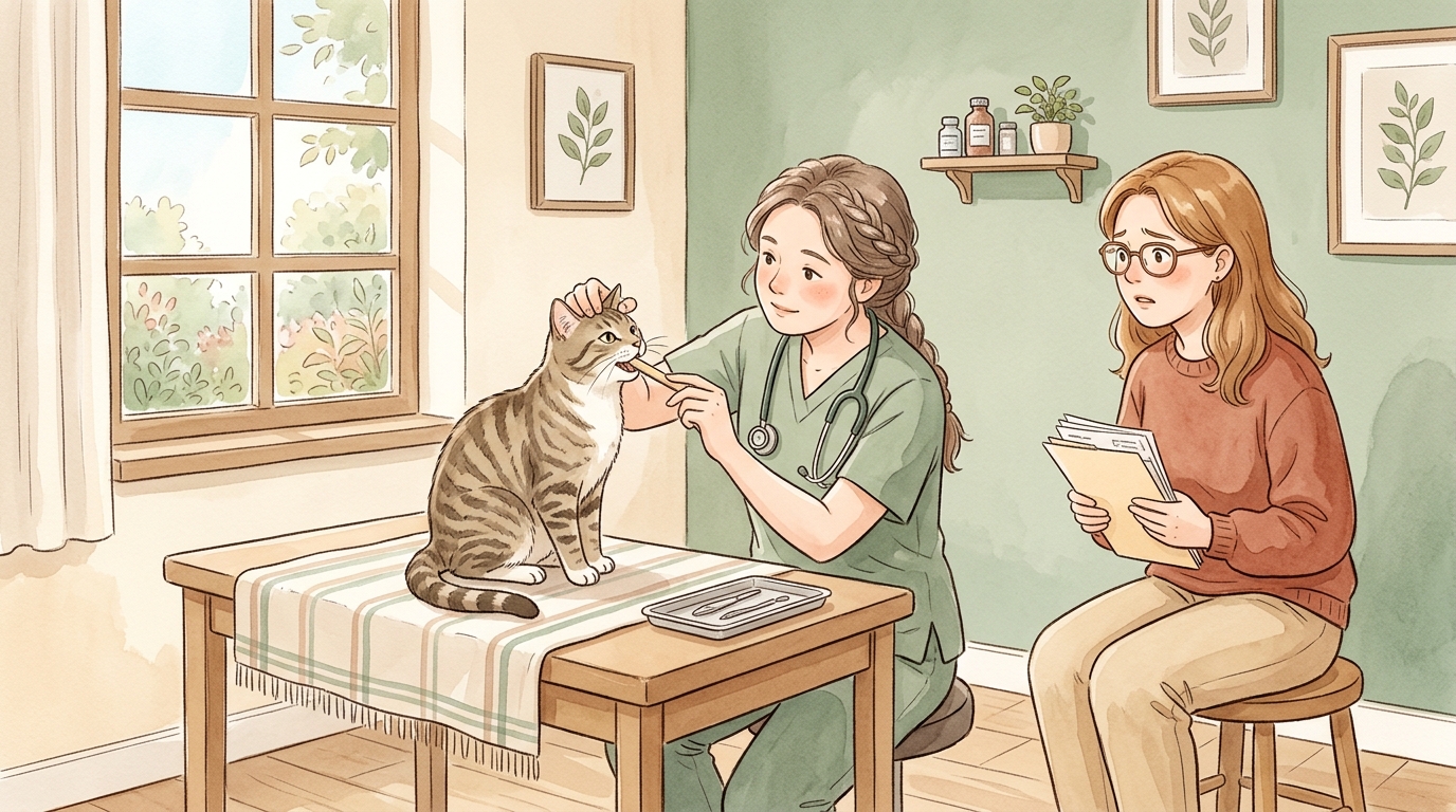 猫の口内炎の症状・原因・治療法2026年版|費用・再発防止と抜歯手術の判断基準 - 動物病院での診断と検査の流れ