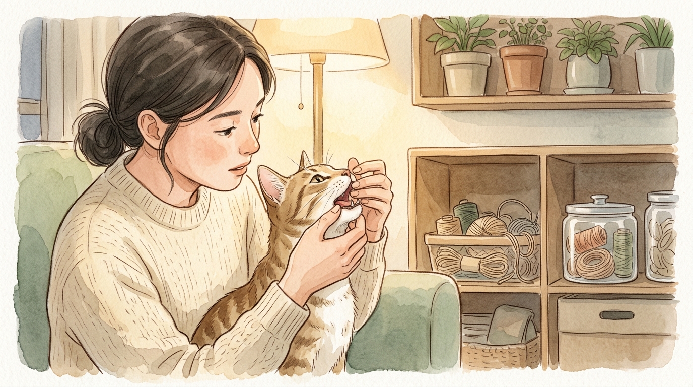 猫が紐を飲み込んだときの対処法と危険サイン - 誤飲を未然に防ぐための室内環境づくり——7つの習慣