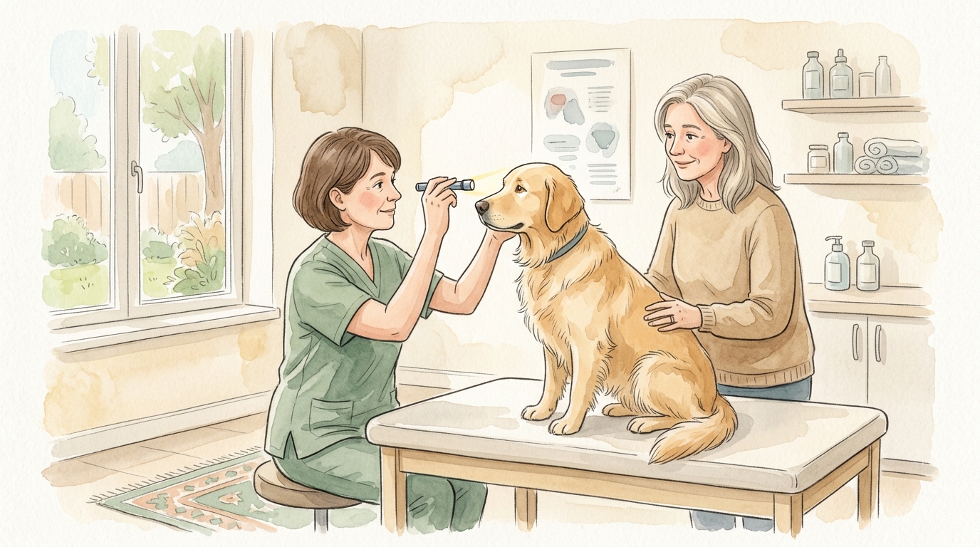 犬の白内障の症状・原因・治療費・予防法を徹底解説【2026年】 - 動物病院での検査4ステップと診断の流れ