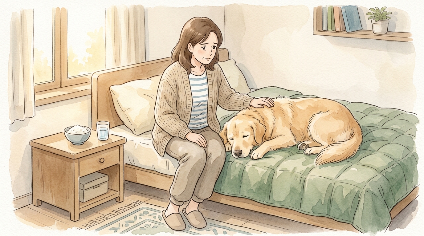 犬が下痢と嘔吐を同時にしている｜原因・対処法・受診タイミングを解説【2026年】 - 回復期に気をつけたい4つのポイント