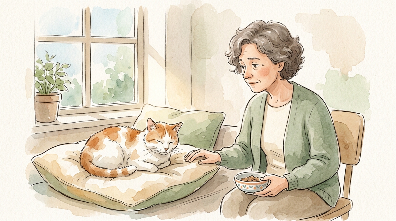 高齢猫が食べない場合の余命と対処法2026年版|食欲低下のサインと最期の看取りケア - 飼い主自身の心のケアも大切にする