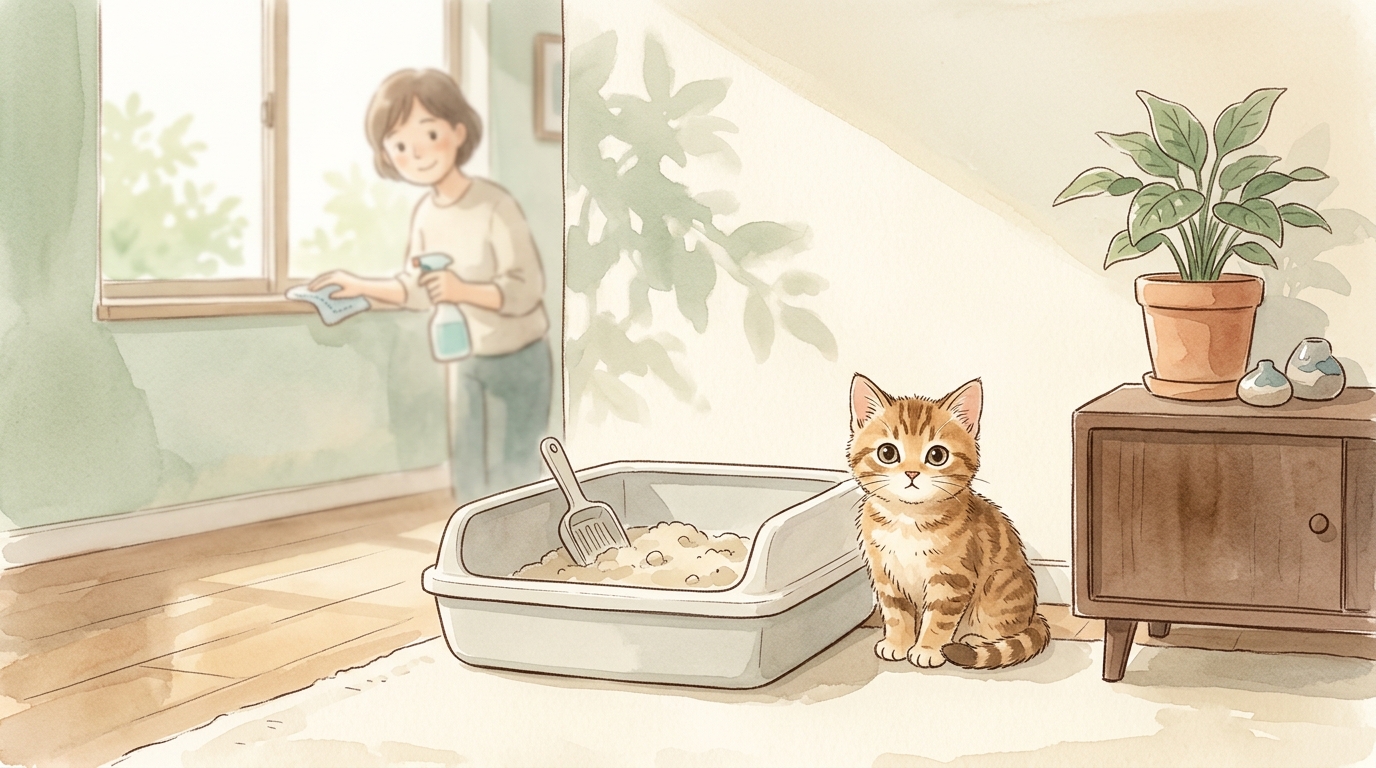子猫のトイレしつけ方法|失敗しないための基本ステップ - 粗相してしまった場所の正しいお掃除方法