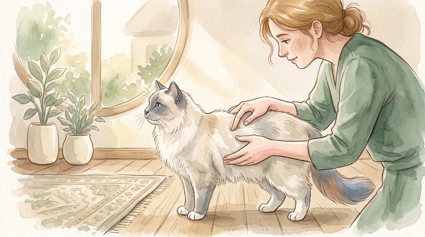 ラグドール成猫の体重・大きさ2026年版|適正体重・肥満チェックと成長の目安 - ラグドールの肥満をチェックする3つの方法